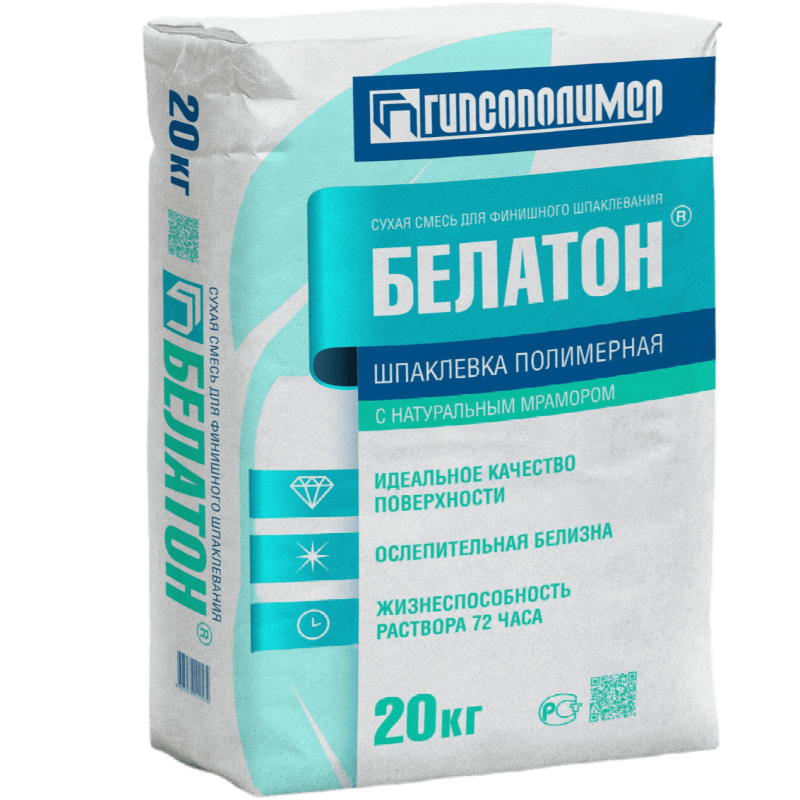 Шпаклевка полимерная финишная Гипсополимер Белатон LR (25кг/меш, 45меш/пал)