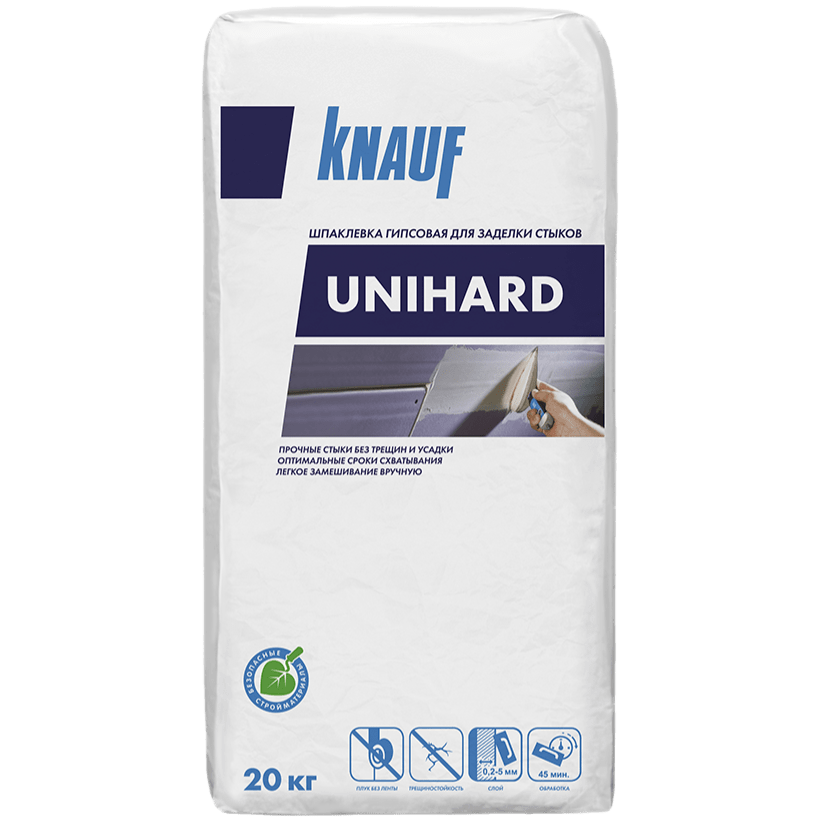 Шпаклевка гипсовая для заделки швов и стыков Кнауф Унихард, 20 кг