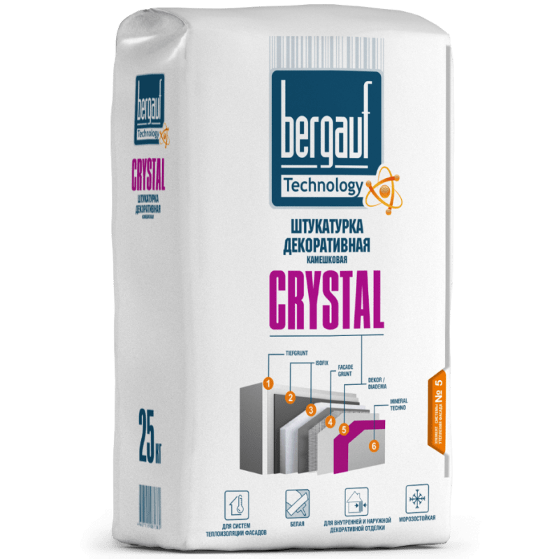 Штукатурка декоративная камешковая BERGAUF Crystal (25кг)
