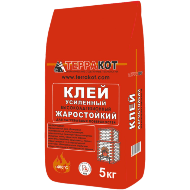 Клей для плитки ТЕРРАКОТ усиленный жаростойкий (5 кг) /4