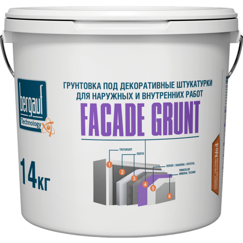 Грунтовка под декоративн. штукатурки для внут. и наруж. работ BERGAUF Facade Grunt (14кг) ПРОСРОЧКА