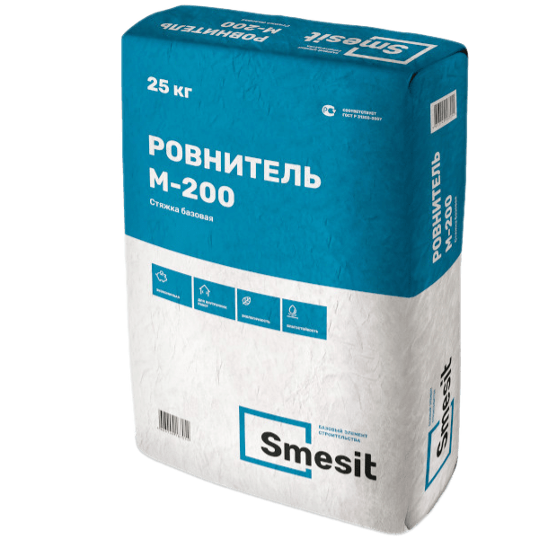 Ровнитель М-200 СТЯЖКА БАЗОВАЯ SMESIT (25кг)/48 ПРОСРОЧКА